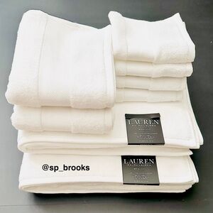 🎁8PC LAUREN Ralph Lauren Wescott Bath Towel Set - Sailcloth White - 8 Pieces